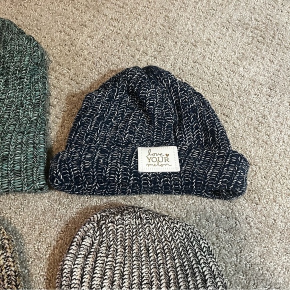 Love Your Melon Beanie Knit Hat Speckled Cream Black Gold Blue Patch Logo Lot 4x main image 12